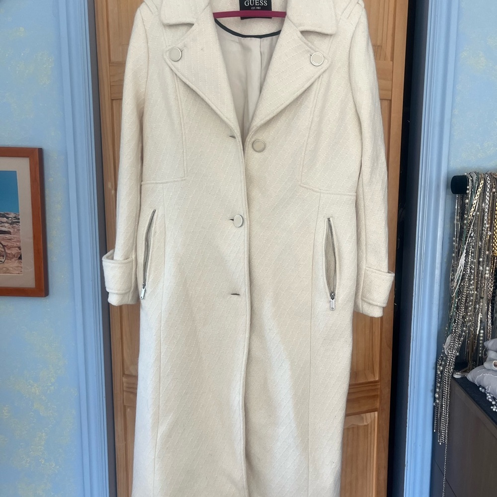 Guess Cream Trench Coat Timeless Elegance